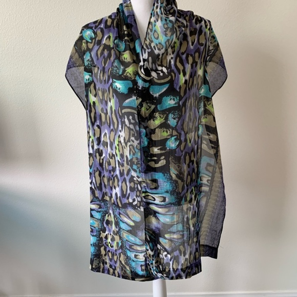 100% silk Vibrant Animal Print Scarf